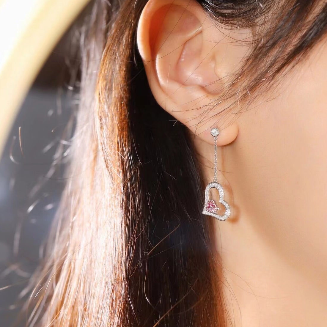 14k Gold 0.80 Ctw Natural Pink Diamond & Diamond Earrings - 6