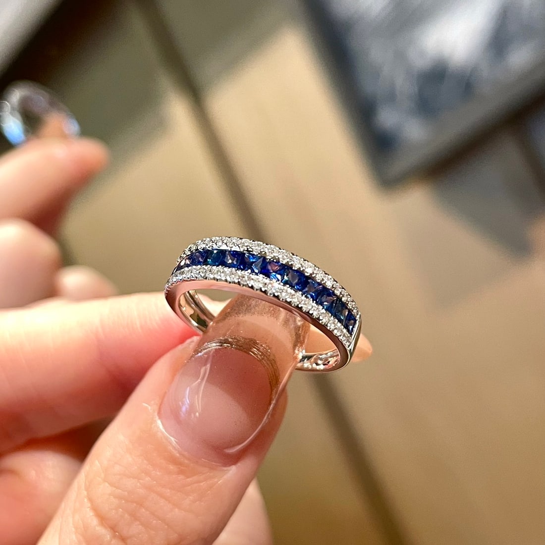 14k Gold 1 Ct Natural Sapphire & Diamond Ring - 4