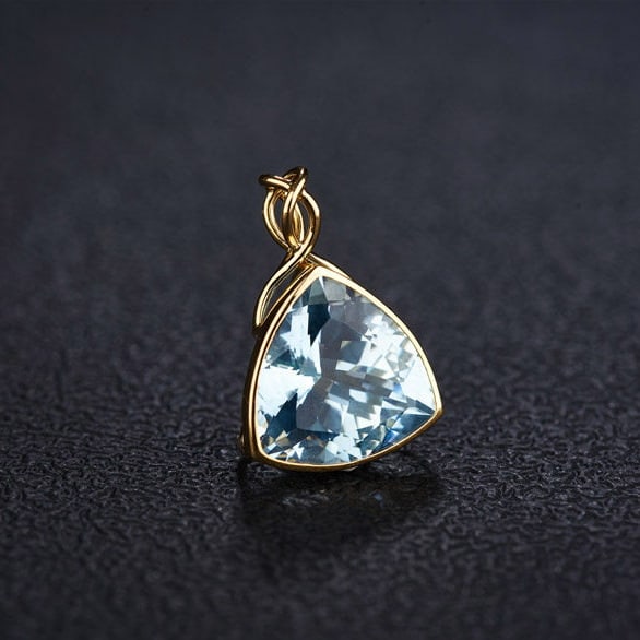 14k Gold 4.48 Ct Natural Aquamarine Pendant( Without Chain ) - 2