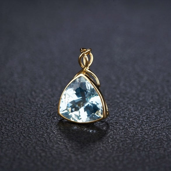 14k Gold 4.48 Ct Natural Aquamarine Pendant( Without Chain ) - 3