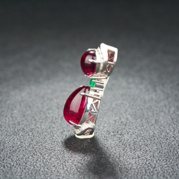 14k Gold 17.60 Ctw Natural Tourmaline & Diamond Pendant( Without Chain ) - 3