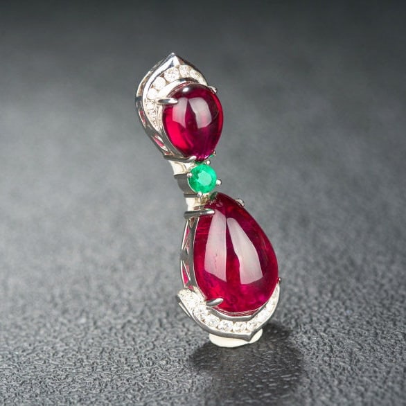 14k Gold 17.60 Ctw Natural Tourmaline & Diamond Pendant( Without Chain ) - 5