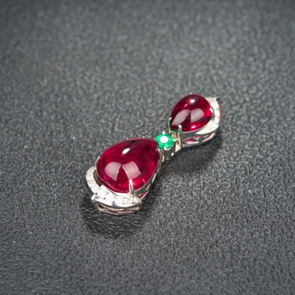 14k Gold 17.60 Ctw Natural Tourmaline & Diamond Pendant( Without Chain ) - 6