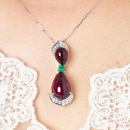 14k Gold 17.60 Ctw Natural Tourmaline & Diamond Pendant( Without Chain ) - 8