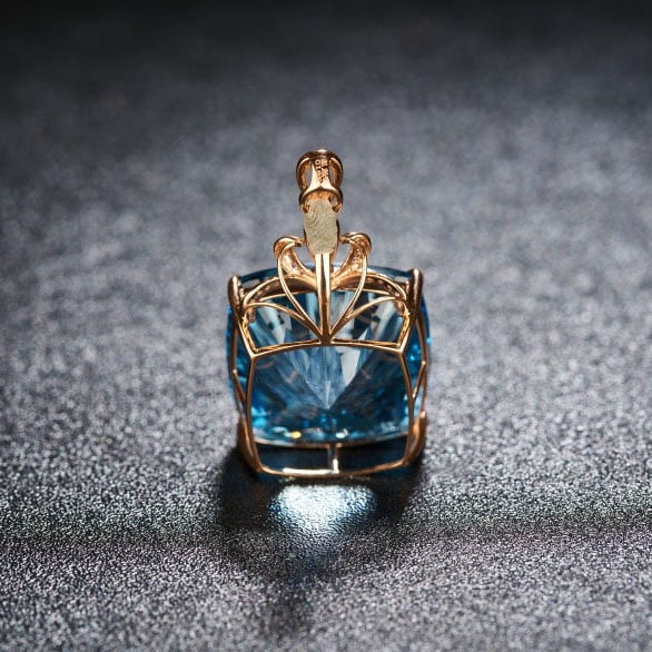 14k Gold 30.26 Ct Natural Topaz & Diamond Pendant( Without Chain ) - 5