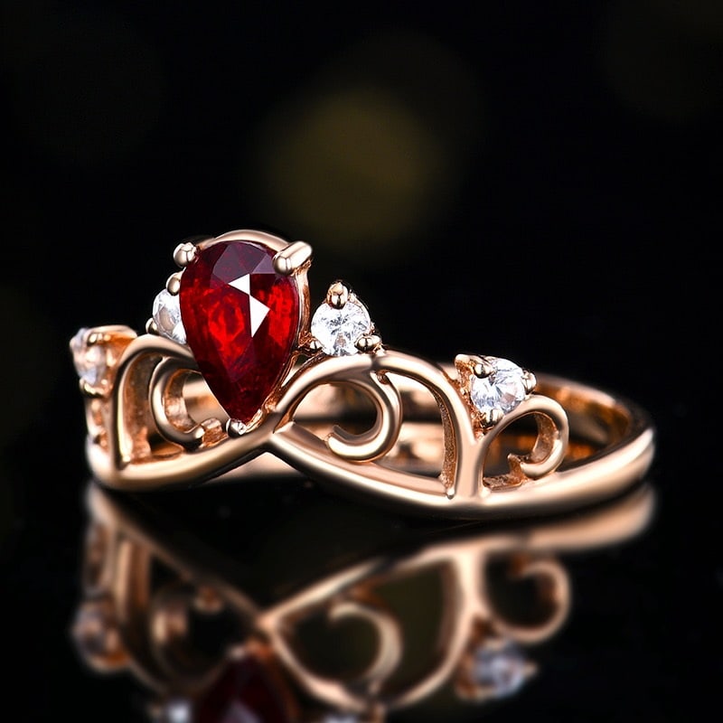 14k Gold 0.49 Ct Natural Ruby & Sapphire Ring - 2