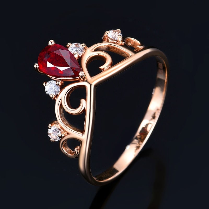 14k Gold 0.49 Ct Natural Ruby & Sapphire Ring - 4
