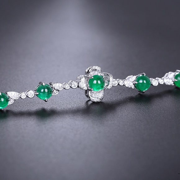 14k Gold 3.47 Ctw Natural Emerald & Diamond Bracelet - 4