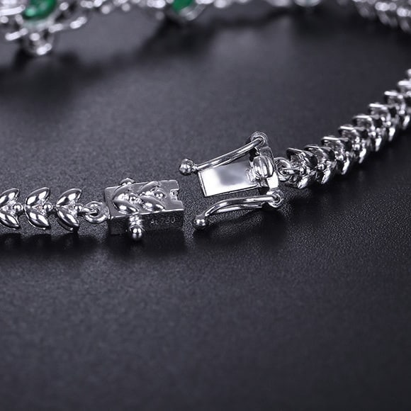 14k Gold 3.47 Ctw Natural Emerald & Diamond Bracelet - 6