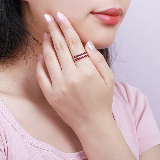 14k Gold 1.34 Ctw Natural Ruby & Diamond Ring - 6