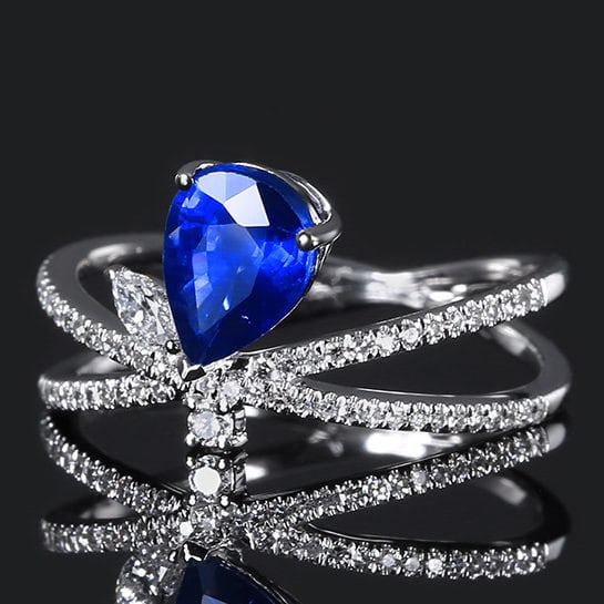 14k Gold 1.59 Ctw Natural Sapphire & Diamond Ring - 2