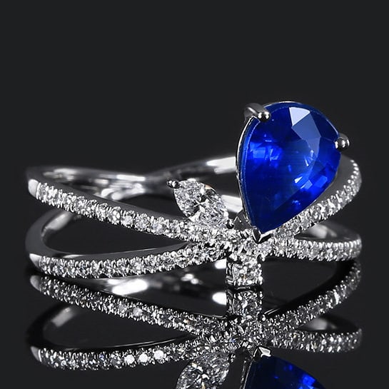 14k Gold 1.59 Ctw Natural Sapphire & Diamond Ring - 3