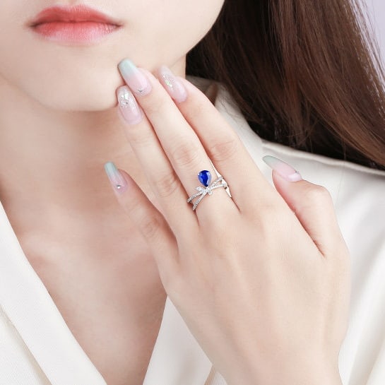 14k Gold 1.59 Ctw Natural Sapphire & Diamond Ring - 5