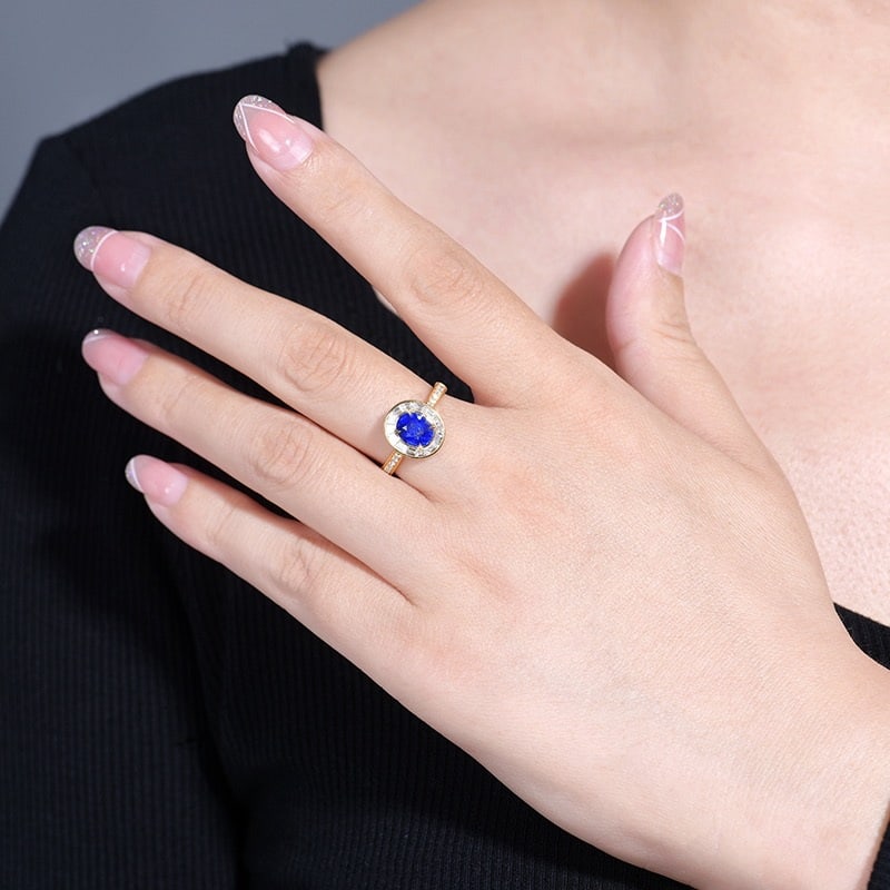 14k Gold 1.90 Ctw Natural Sapphire & Diamond Ring - 5