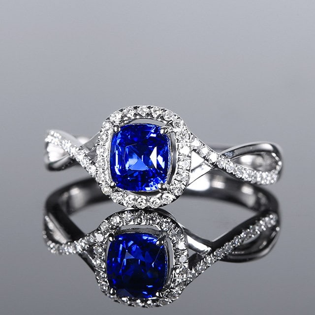 14k Gold 1.24 Ctw Natural Sapphire & Diamond Ring - 3