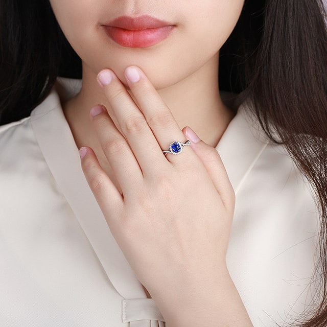 14k Gold 1.24 Ctw Natural Sapphire & Diamond Ring - 5