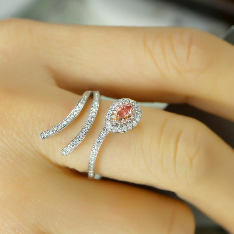 14k Gold 0.38 Ctw Natural Pink Diamond & Diamond Ring - 6