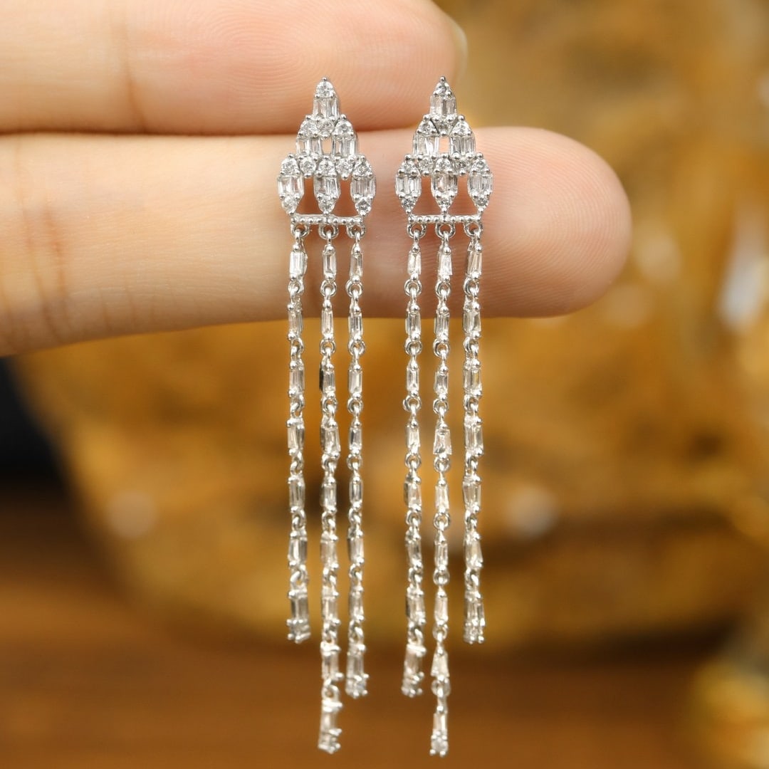 14k Gold 0.60 Ct Natural H Diamond Earrings - 2