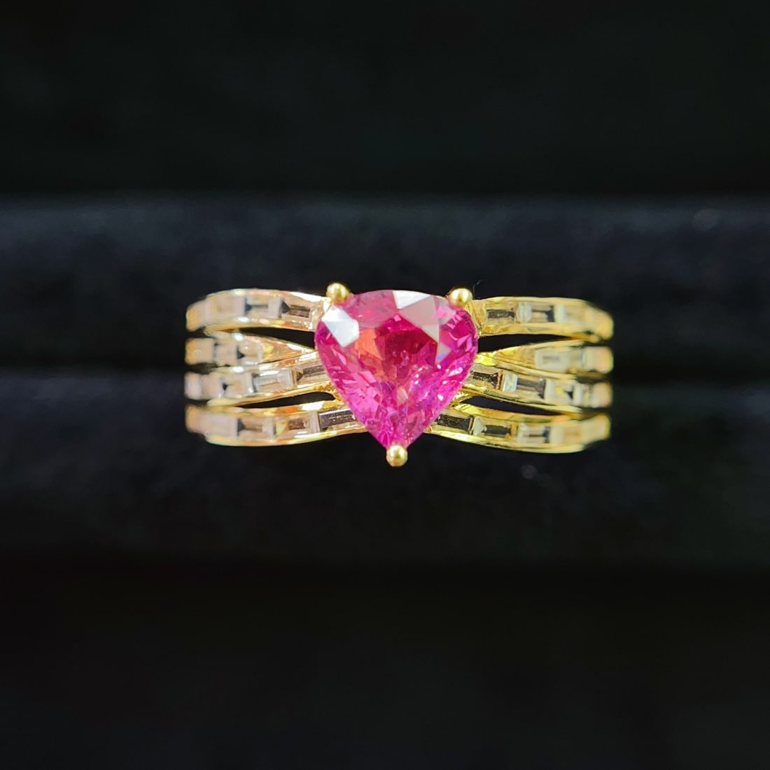 14k Gold 1.10 Ct Natural Ruby & Sapphire Ring - 4