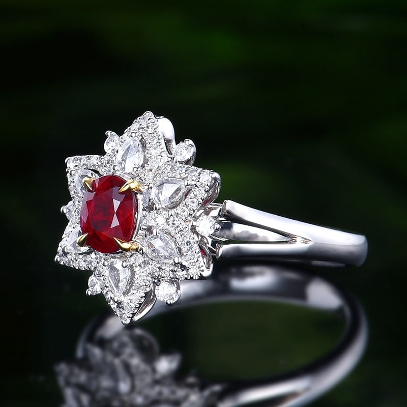 14k Gold 0.94 Ctw Vivid Red Natural Ruby & Diamond Ring/pendant( Without Chain ) - 2