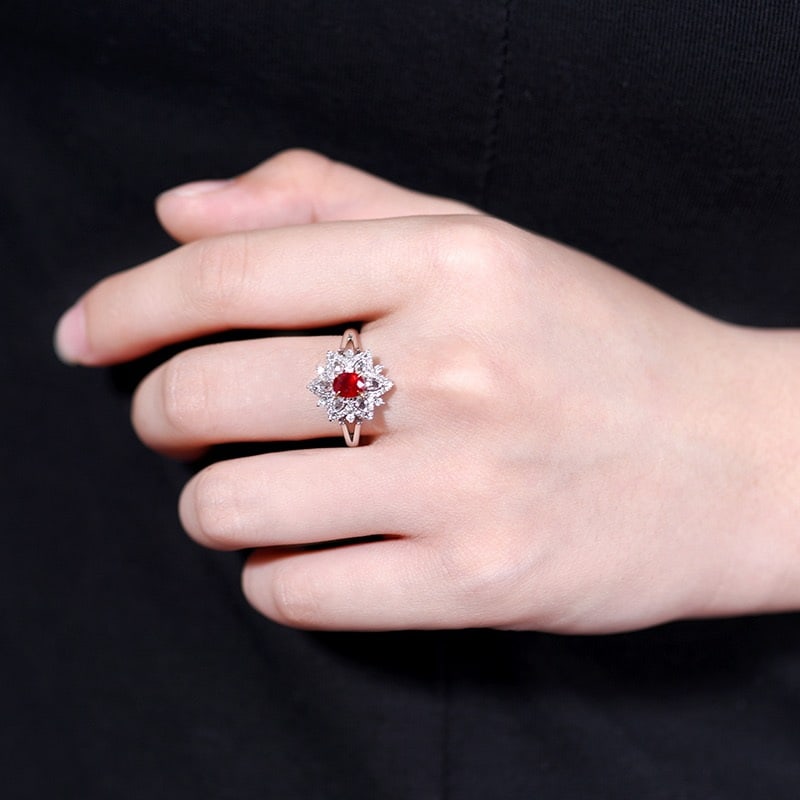 14k Gold 0.94 Ctw Vivid Red Natural Ruby & Diamond Ring/pendant( Without Chain ) - 6