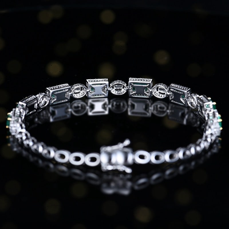 14k Gold 2.24 Ctw Natural Emerald & Diamond Bracelet - 5