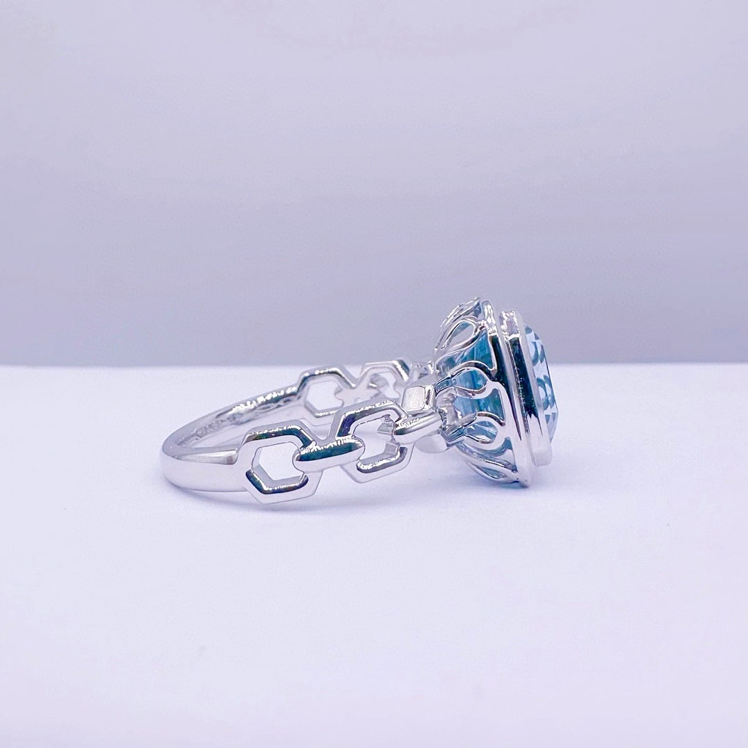 14k Gold 3.0 Ct Natural Aquamarine Ring - 7