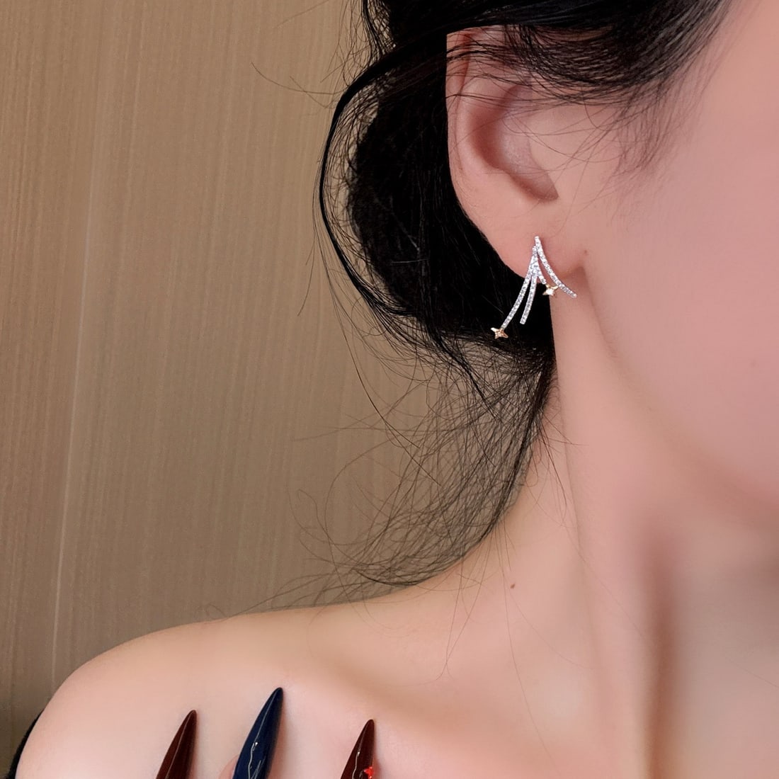 14k Gold 0.56 Ct Natural H Diamond Earrings - 5