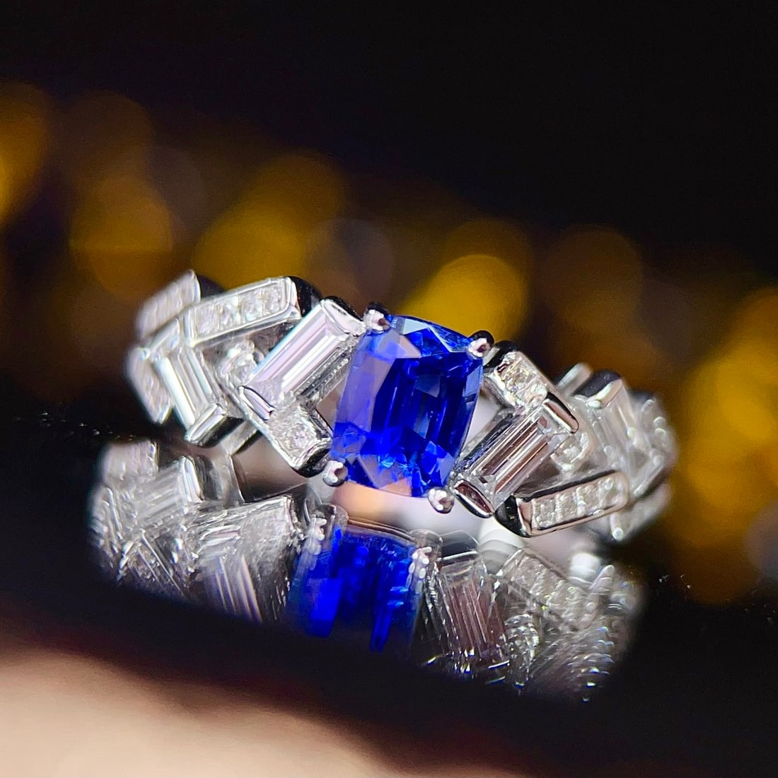 14k Gold 1.30 Ctw Natural Sapphire & Diamond Ring - 3