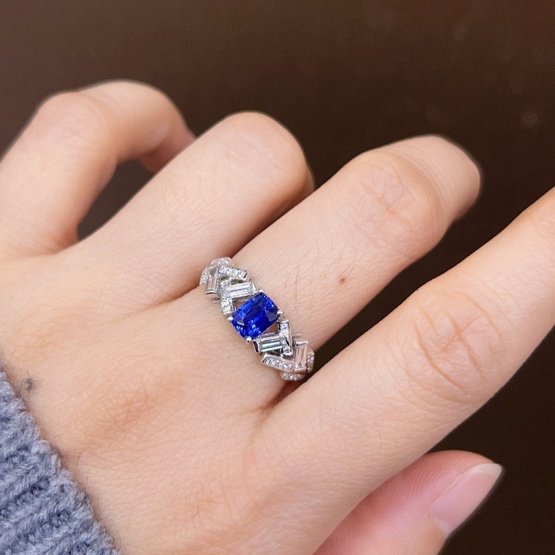 14k Gold 1.30 Ctw Natural Sapphire & Diamond Ring - 6