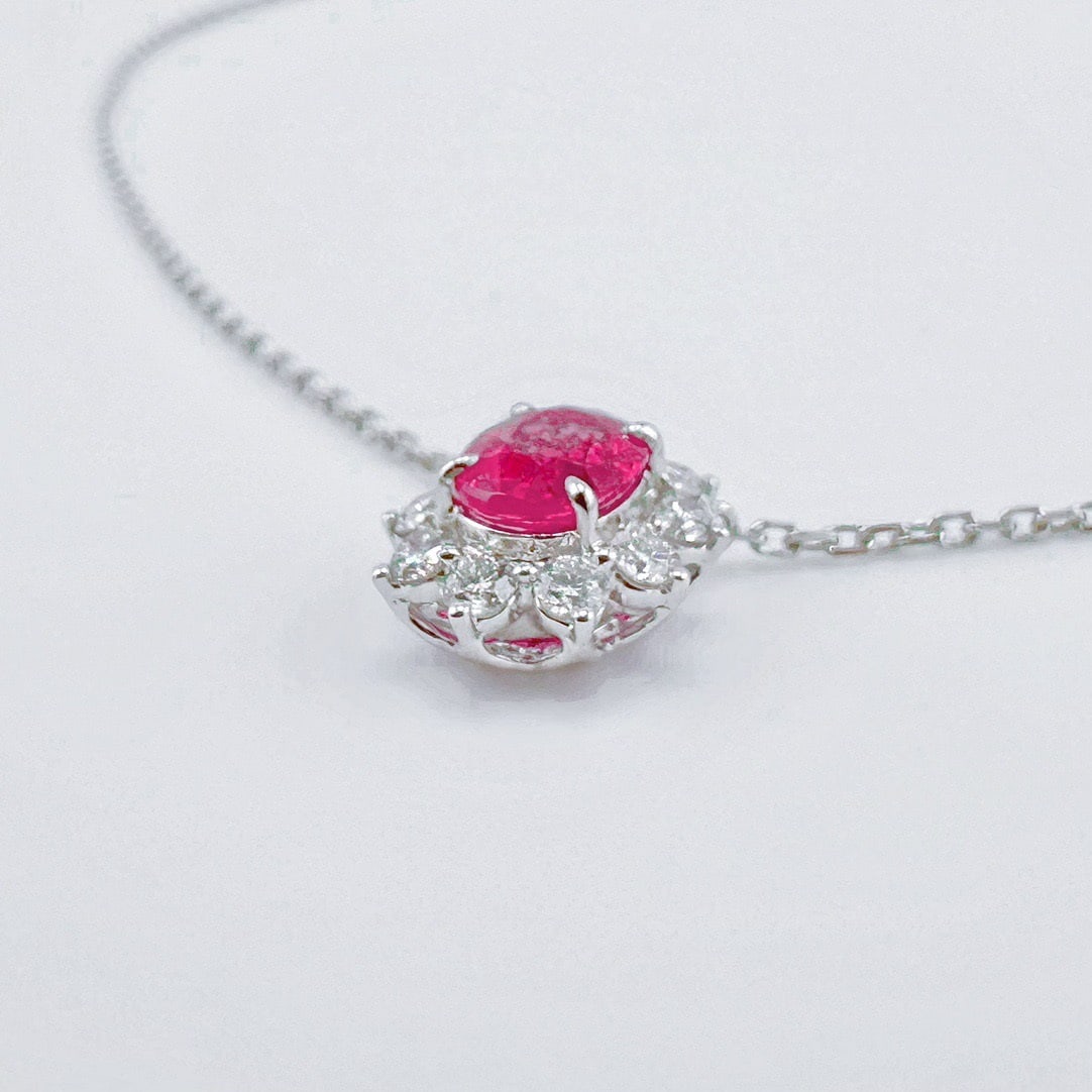 14k Gold 1.60 Ctw Natural Ruby & Diamond Necklace - 2