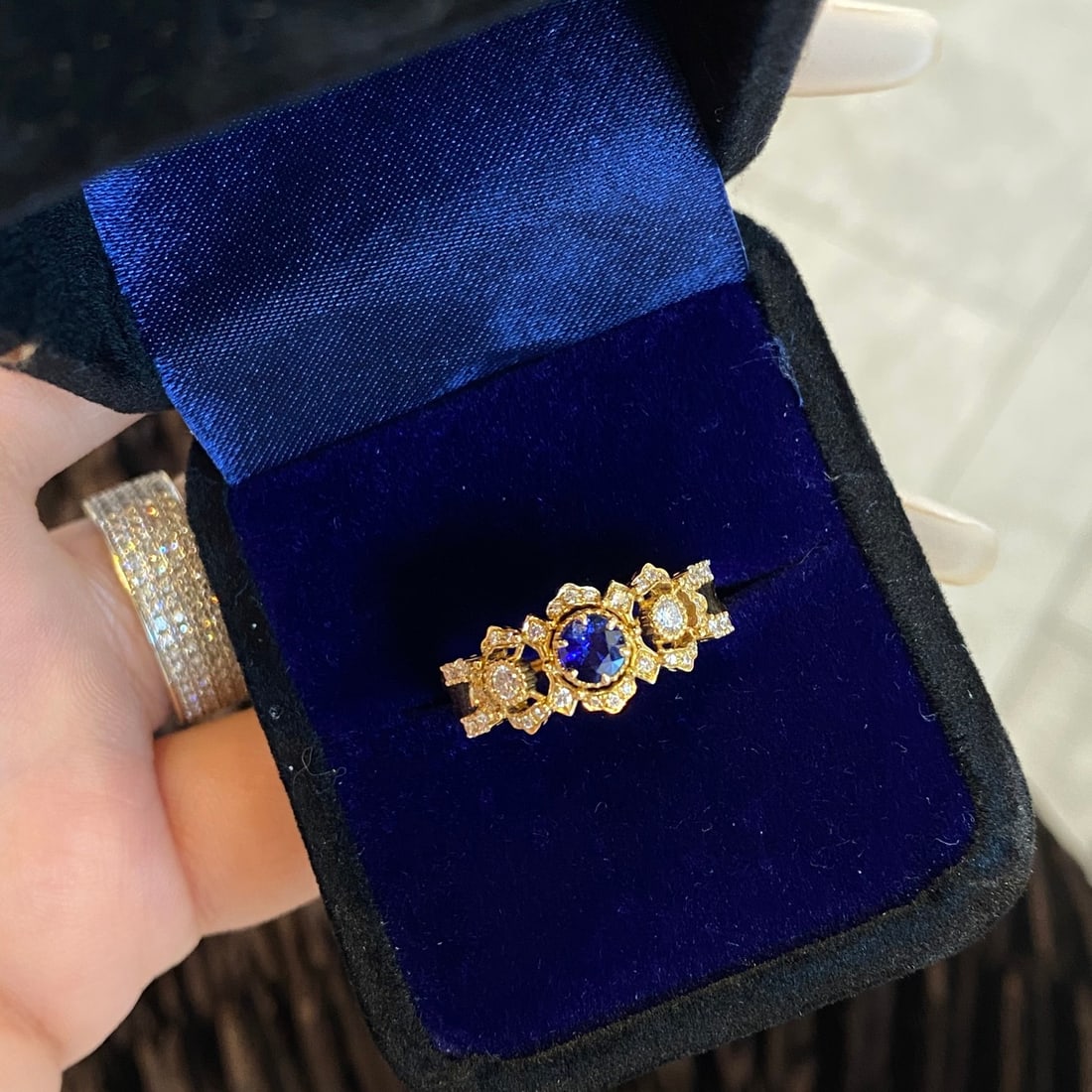 14k Gold 0.58 Ctw Natural Sapphire & Diamond Ring - 4