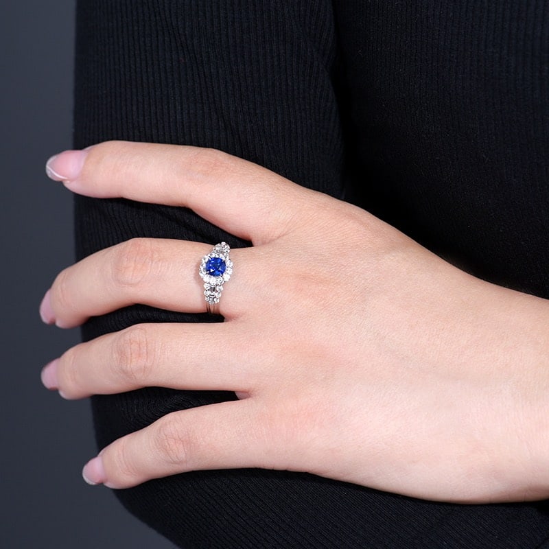 14k Gold 1.06 Ctw Natural Sapphire & Diamond Ring - 5