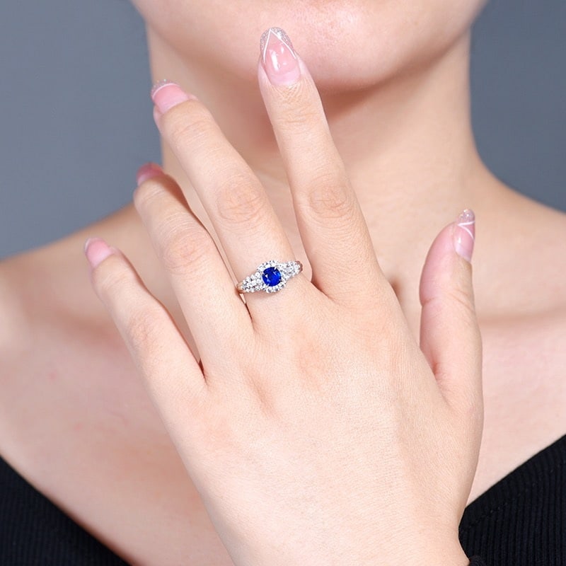 14k Gold 1.06 Ctw Natural Sapphire & Diamond Ring - 7