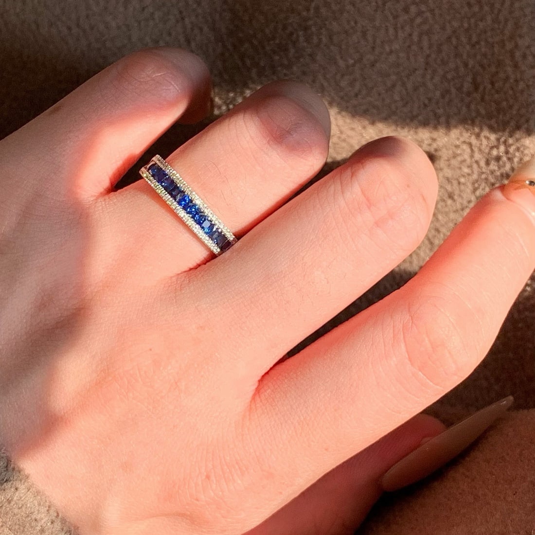 14k Gold 1.18 Ctw Natural Sapphire & Diamond Ring - 5