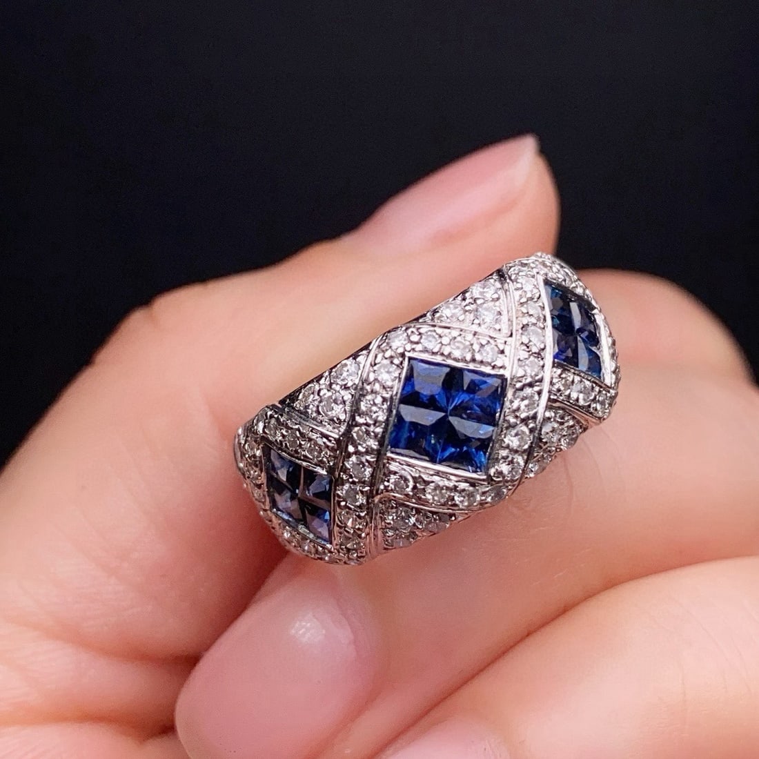 14k Gold 2.19 Ctw Natural Sapphire & Diamond Ring - 3