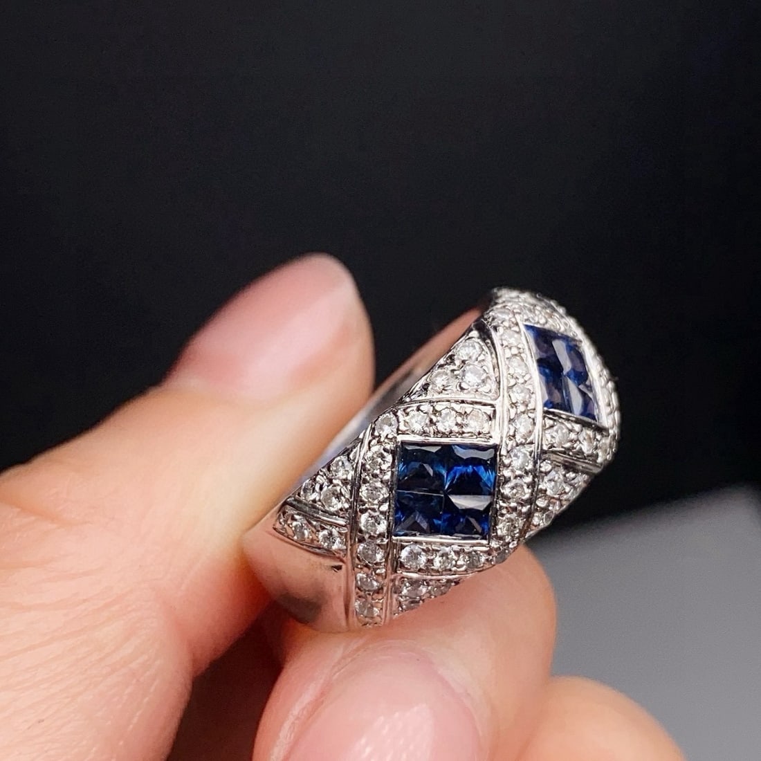 14k Gold 2.19 Ctw Natural Sapphire & Diamond Ring - 4