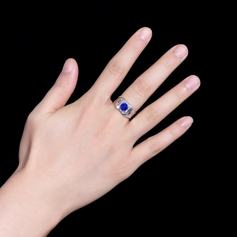 14k Gold 2.25 Ctw Natural Sapphire & Diamond & Men¡¯s Ring - 6