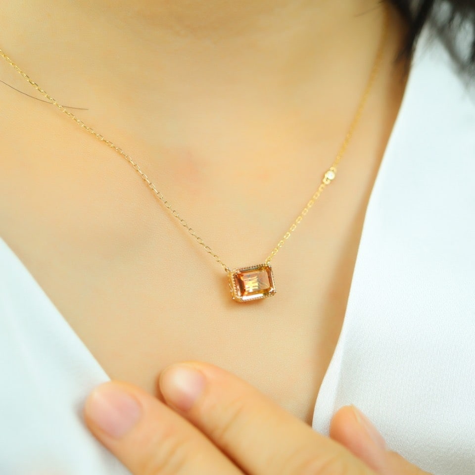 14k Gold 1.75 Ctw Natural Tourmaline & Diamond Necklace - 7