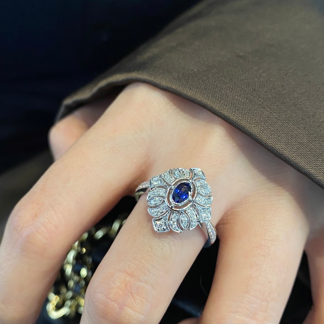 14k Gold 0.58 Ctw Natural Sapphire & Diamond Ring - 5