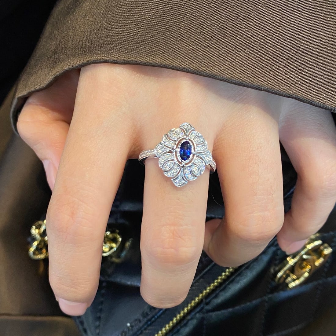 14k Gold 0.58 Ctw Natural Sapphire & Diamond Ring - 6