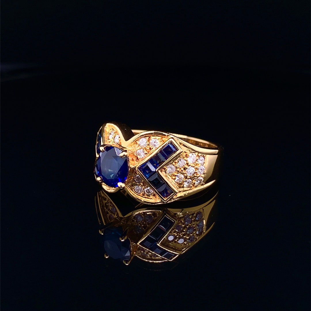14k Gold 2.01 Ctw Natural Sapphire & Sapphire Ring - 2