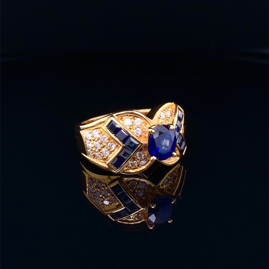 14k Gold 2.01 Ctw Natural Sapphire & Sapphire Ring - 3