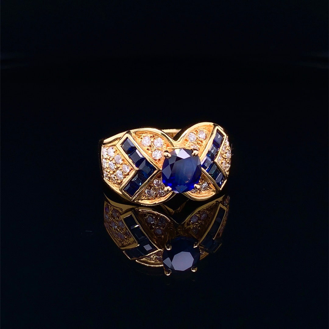 14k Gold 2.01 Ctw Natural Sapphire & Sapphire Ring - 4