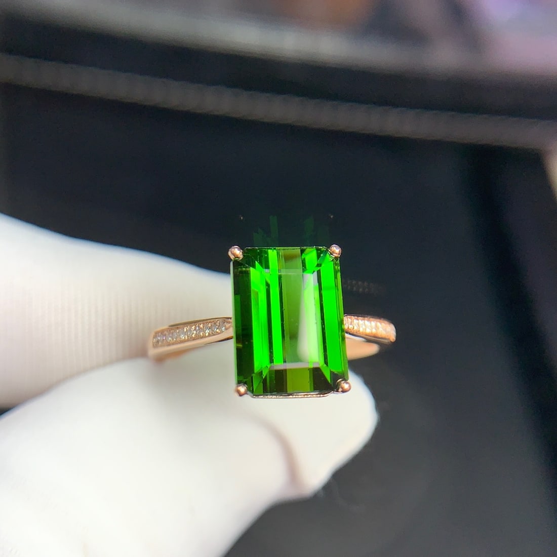 14k Gold 3.8 Ct Natural Tourmaline & Diamond Ring - 6