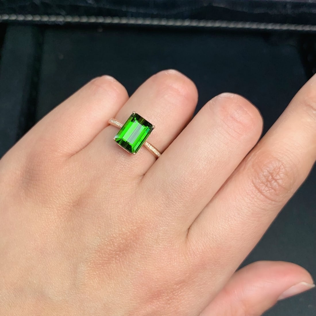 14k Gold 3.8 Ct Natural Tourmaline & Diamond Ring - 9