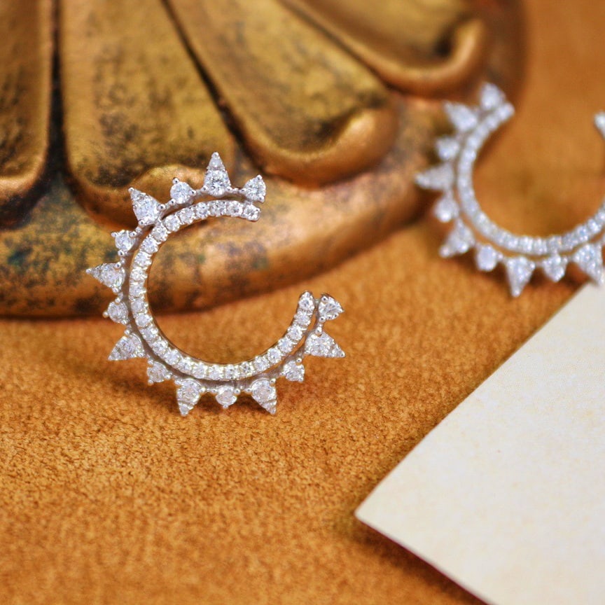 14k Gold 0.70 Ct Natural H Diamond Earrings - 2