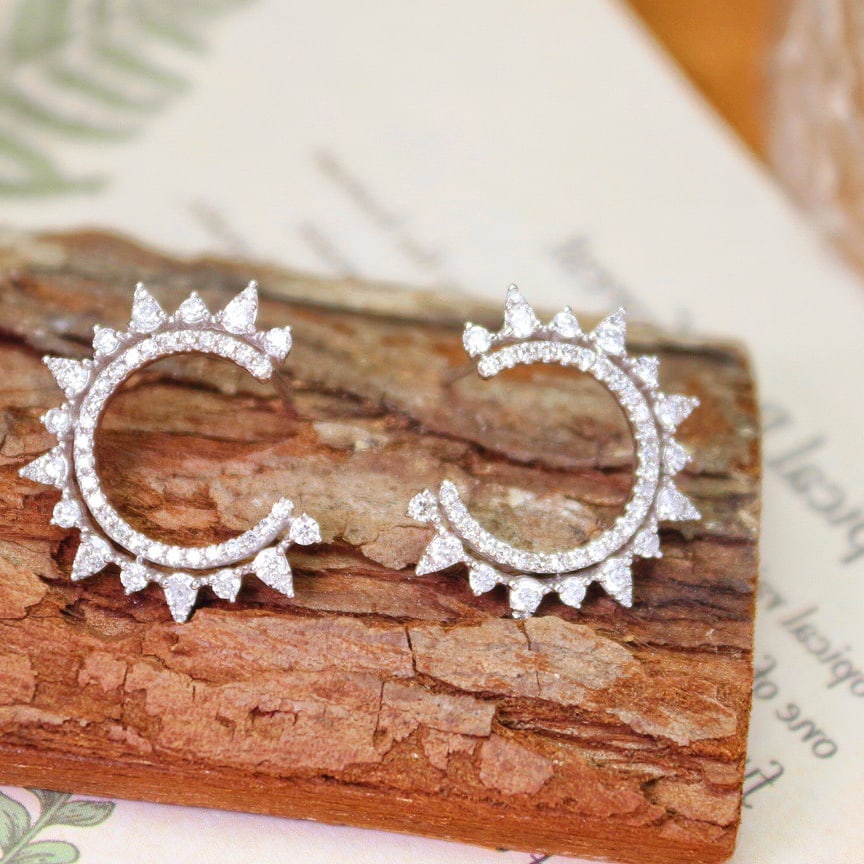 14k Gold 0.70 Ct Natural H Diamond Earrings - 6