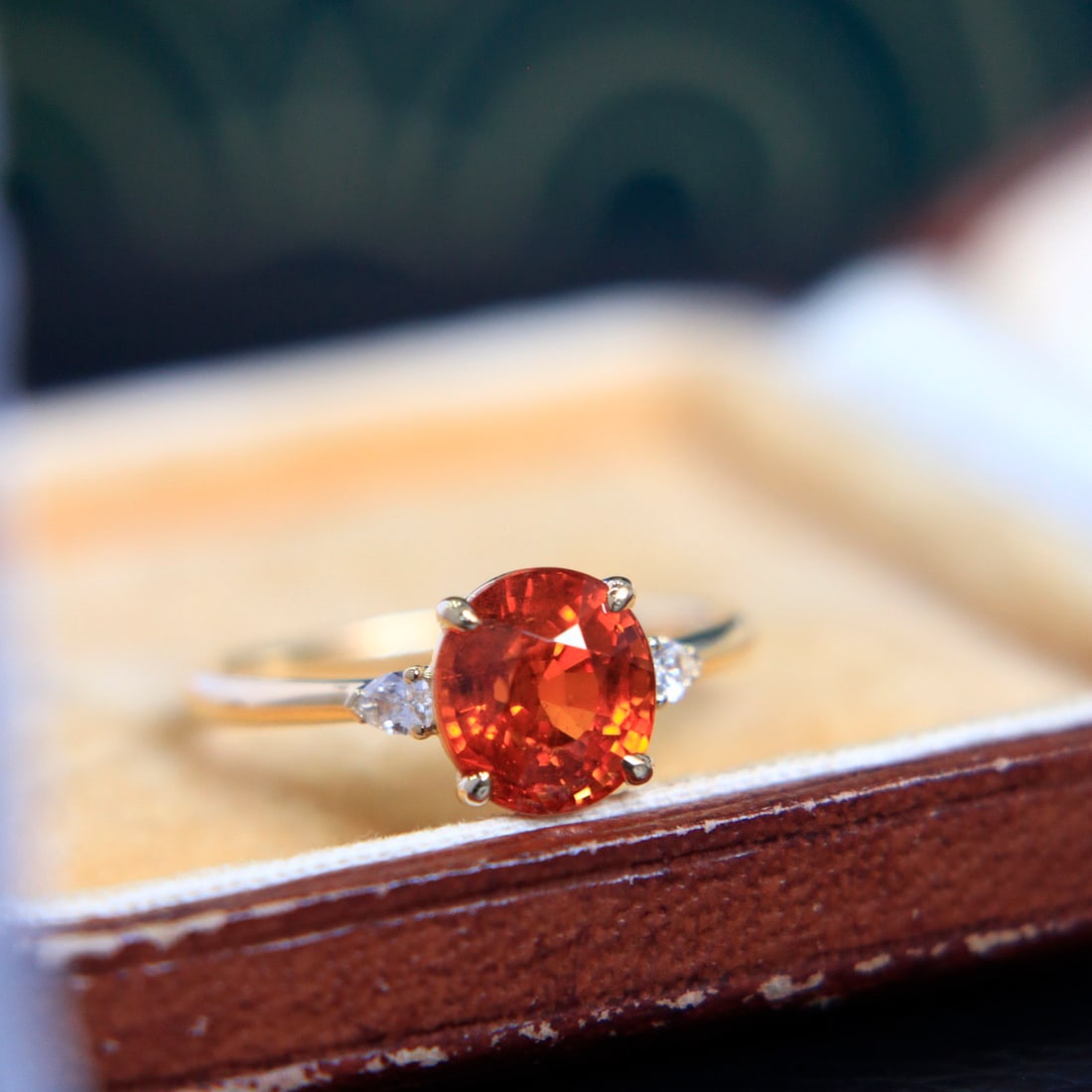 14k Gold 3.91 Ctw Natural Spessartine & Diamond Ring - 4
