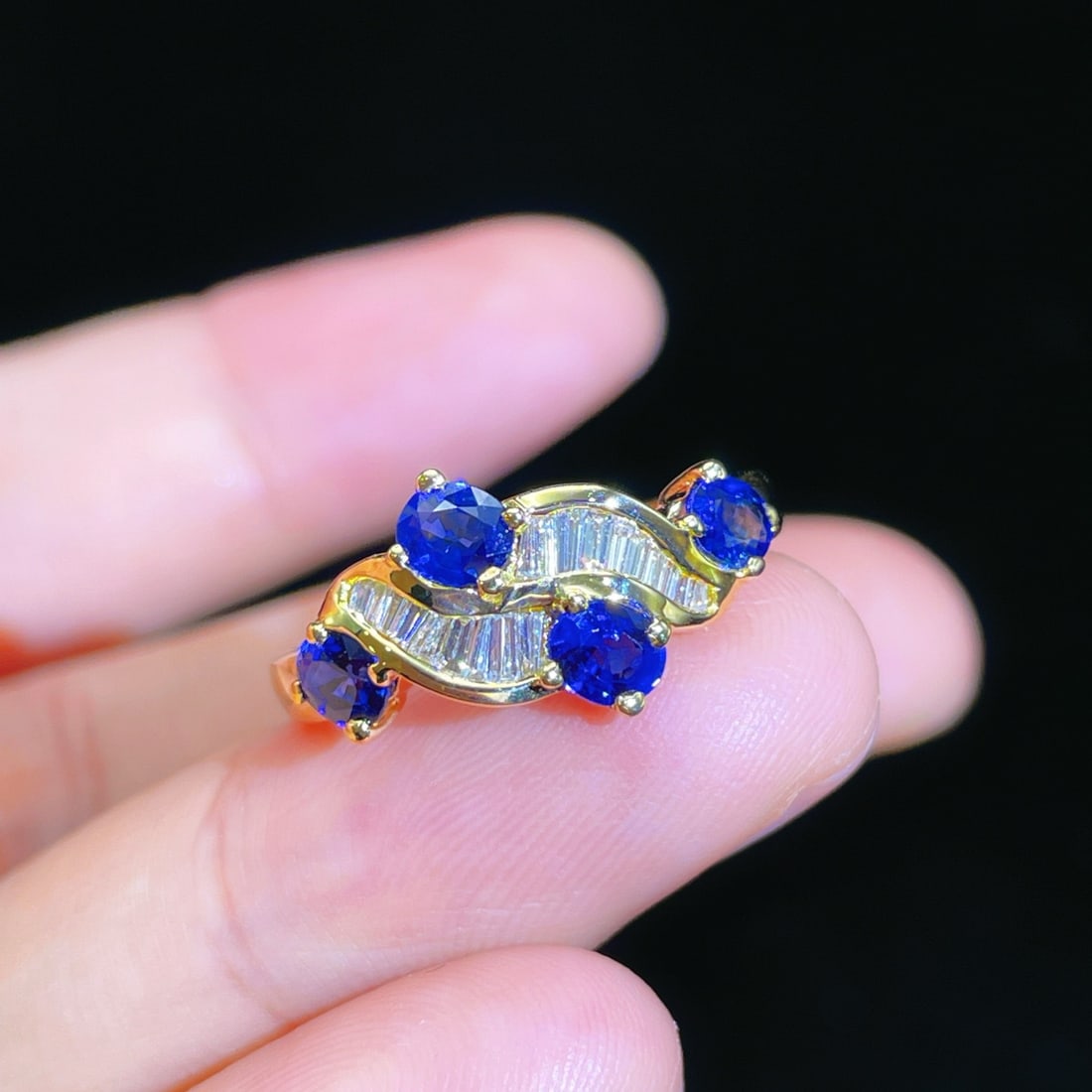 14k Gold 1.26 Ctw Natural Sapphire & Diamond Ring - 2